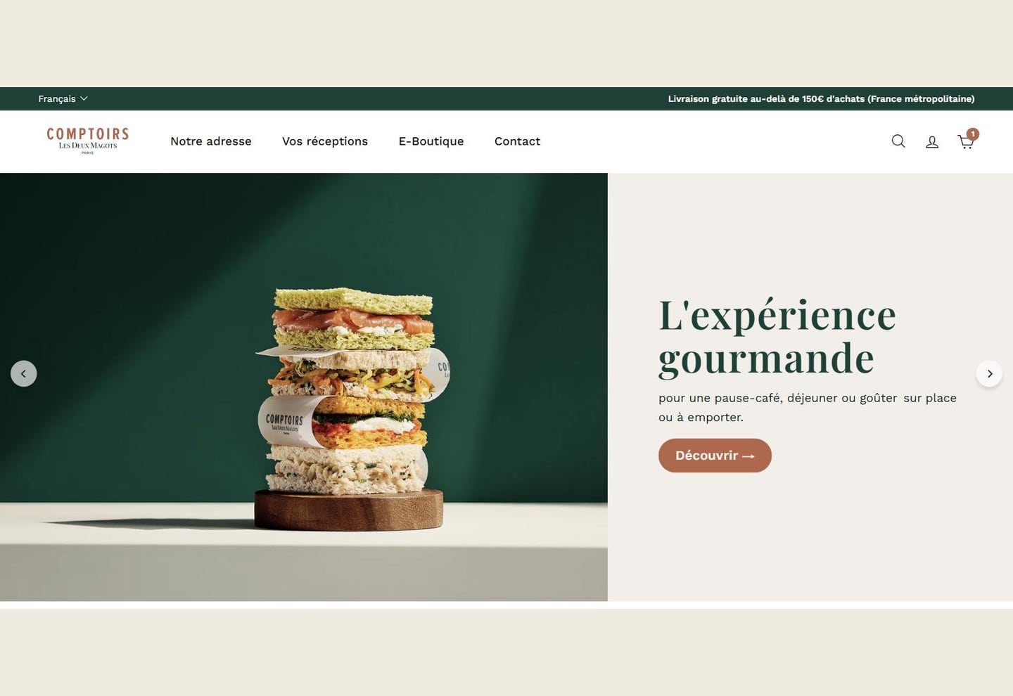Aperçu du site Comptoirs Les Deux Magots